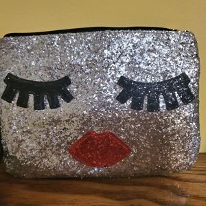 NWT Betsey Johnson silver sparkle wristlet